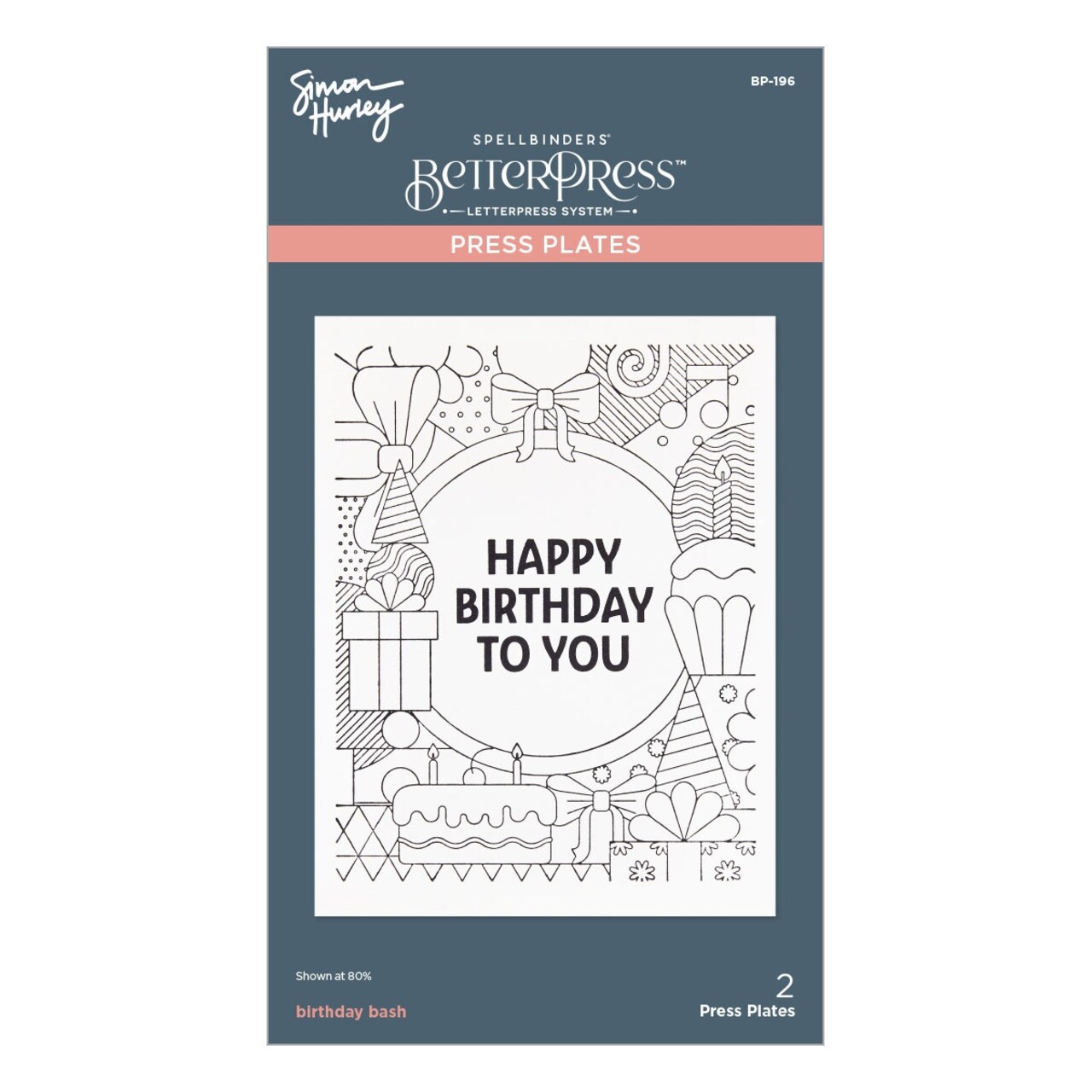 Spellbinders Press Plate & Die Set By Simon Hurley-Birthday Bash